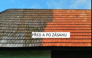 Před a po zásahu čištění střechy